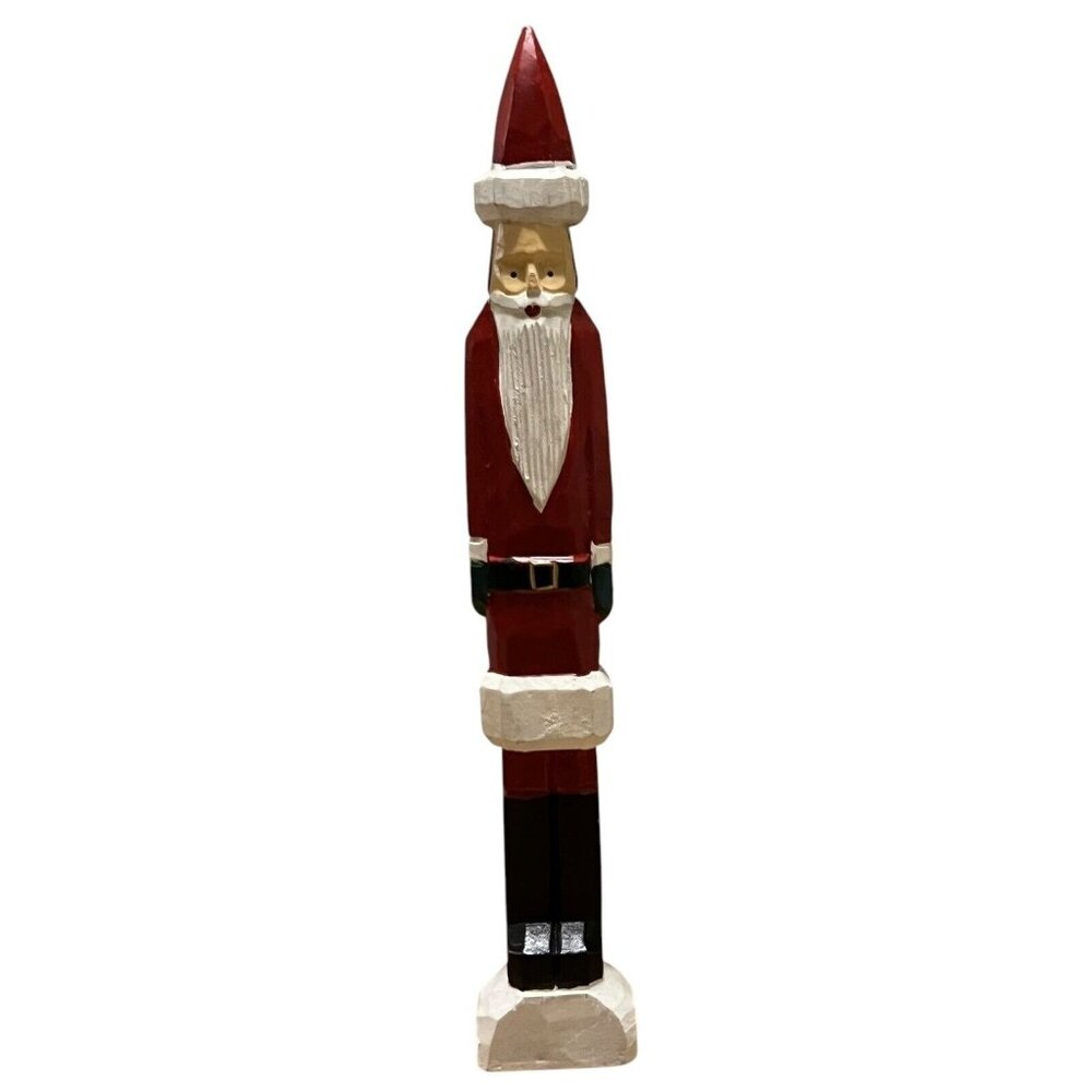 Wooden Carved Santa 16" Tall Christmas Holiday Art Decor Collectible Box